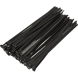 Кабельная стяжка (хомут) нейлоновая TOPFORT 8х300 (7.6х300 мм) чёрная 100 штук в упаковке