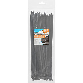 Кабельная стяжка (хомут) нейлоновая TOPFORT 8х400 (7.6х400 мм) чёрная 100 штук в упаковке