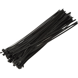 Кабельная стяжка (хомут) нейлоновая TOPFORT 8х500 (7.6х500 мм) чёрная 100 штук в упаковке
