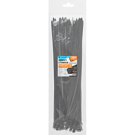 Кабельная стяжка (хомут) нейлоновая TOPFORT 8х500 (7.6х500 мм) чёрная 100 штук в упаковке