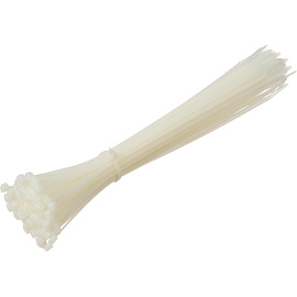 Кабельная стяжка (хомут) TOPFORT пластиковая 4x250 (3.6х250 мм) белая 100 штук в упаковке