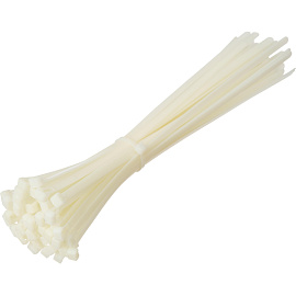 Кабельная стяжка (хомут) нейлоновая TOPFORT 5х300 (4.8х300 мм) белая 100 штук в упаковке