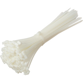 Кабельная стяжка (хомут) нейлоновая TOPFORT 8х300 (7.6х300 мм) белая 100 штук в упаковке