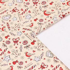 Бумага упаковочная Upak Land Рождественская конфета мелованная разноцветная 80 г/кв.м (1 лист, 70x100 см)