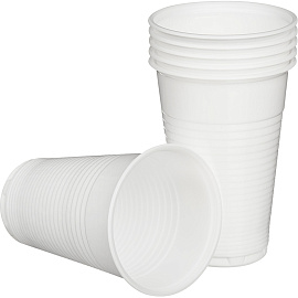 Стакан одноразовый пластиковый Комус 200/220 мл белый (3000 штук в упаковке)