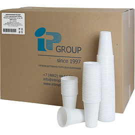 Стакан одноразовый пластиковый Комус 200/220 мл белый (3000 штук в упаковке)