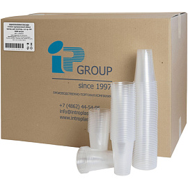 Стакан одноразовый пластиковый 200/220 мл прозрачный (3000 штук в упаковке)