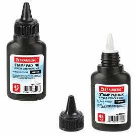 Краска штемпельная BRAUBERG, черная, 45 мл, на водной основе, 223597 фото Краска штемпельная BRAUBERG, черная, 45 мл, на водной основе, 223597