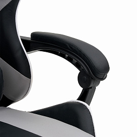 Кресло компьютерное CROMEX (КРОМЕКС) "Wave GM-145", вибромассаж, подножка, подушки, экокожа, черное/серое, 532956