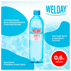 Вода негазированная питьевая WELDAY AQUA (ВЭЛДЭЙ АКВА), 0,6 л, 623760