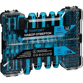 Набор отвёрток TOPFORT с битами и торцевыми головками (112 штук в упаковке, 2100558)