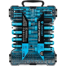 Набор отвёрток TOPFORT с битами и торцевыми головками (112 штук в упаковке, 2100558)