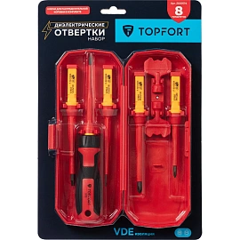 Набор отвёрток диэлектрических TOPFORT (8 штук, 2100574)