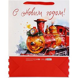 Пакет подарочный ламинированный Дарите Счастье Новогодний поезд (31x40x11.5 см)