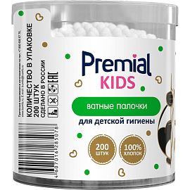 Палочки ватные для детей Premial 200 штук фото Палочки ватные для детей Premial 200 штук