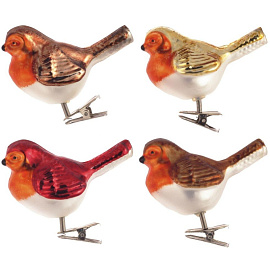 Ёлочная игрушка Птичка стекло (высота 8 см)