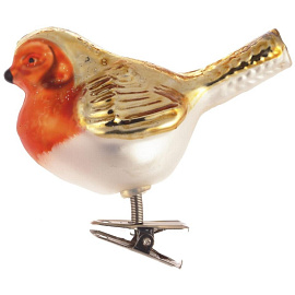 Ёлочная игрушка Птичка стекло (высота 8 см)