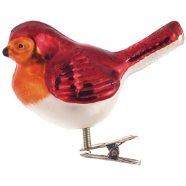 Ёлочная игрушка Птичка стекло (высота 8 см)