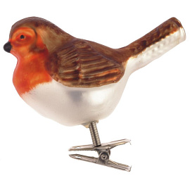 Ёлочная игрушка Птичка стекло (высота 8 см)