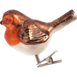 Ёлочная игрушка Птичка стекло (высота 8 см)