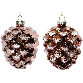 Елочная игрушка Снежная шишка стекло (высота 11 см)