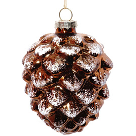 Елочная игрушка Снежная шишка стекло (высота 11 см)