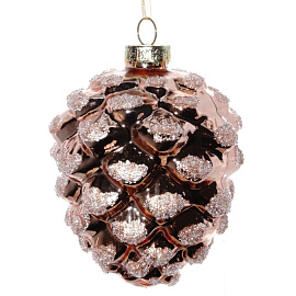 Елочная игрушка Снежная шишка стекло (высота 11 см)