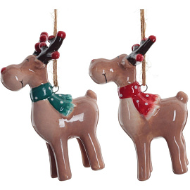 Елочная игрушка Олень керамика коричневая (высота 8 см)