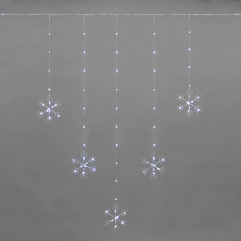Гирлянда Светодиодная занавес из росы Снежинки БЕЛЫЙ USB+пульт,315-845