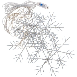 Гирлянда Светодиодная занавес из росы Снежинки БЕЛЫЙ USB+пульт,315-845