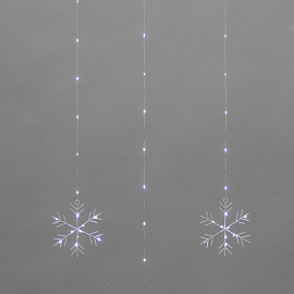Гирлянда Светодиодная занавес из росы Снежинки БЕЛЫЙ USB+пульт,315-845