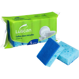 Губка для посуды Luscan поролон/абразив 10x7 см (5 штук в упаковке)