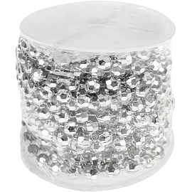 Бусы новогодние на елку Miland Торжество 1000 см пластиковые серебристые фото Бусы новогодние на елку Miland Торжество 1000 см пластиковые серебристые