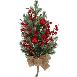 Ветка украшение из хвои  с декором  45см. ПВХ НУ-1999