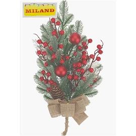 Ветка украшение из хвои  с декором  45см. ПВХ НУ-1999
