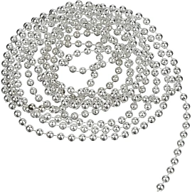 Бусы новогодние на ёлку Magic Time 270 см полистирол серебристые