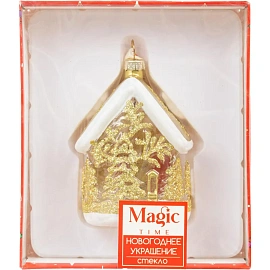 Ёлочная игрушка Magic Time стекло белая (высота 9 см)