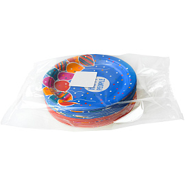 Тарелка одноразовая бумажная Комус Happy People Эконом 180 мм разноцветная 50 штук в упаковке