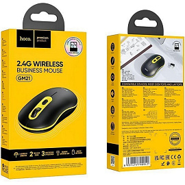 Мышь беспроводная Hoco GM21 черная/желтая (90941)