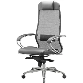 Кресло для руководителя Метта Samurai SL-1.04 серое (сетка, металл)