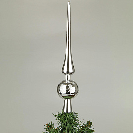 Верхушка на ёлку Весёлый хоровод пластик серебристая (высота 28 см)