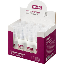 Корректирующая ручка-жидкость Attache 2 в 1 металлический наконечник и кисточка на быстросохнущей основе 12 мл (морозостойкая)