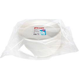 Тарелка одноразовая пластиковая Комус Эконом 205 мм белая 100 штук в упаковке