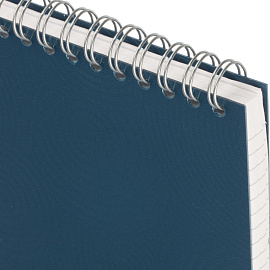 Блокнот Комус Пластик-Металлик А6 80 листов синий в клетку на спирали (106х162 мм)