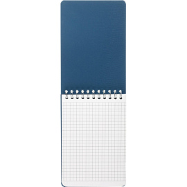 Блокнот Комус Пластик-Металлик А6 80 листов синий в клетку на спирали (106х162 мм)