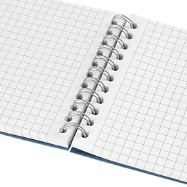 Блокнот Комус Пластик-Металлик А6 80 листов синий в клетку на спирали (106х162 мм)