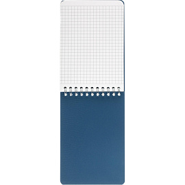 Блокнот Комус Пластик-Металлик А6 80 листов синий в клетку на спирали (106х162 мм)