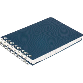 Блокнот Комус Пластик-Металлик А7 80 листов синий в клетку на спирали (76х117 мм)