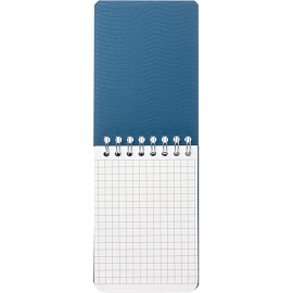 Блокнот Комус Пластик-Металлик А7 80 листов синий в клетку на спирали (76х117 мм)