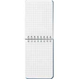 Блокнот Комус Пластик-Металлик А7 80 листов синий в клетку на спирали (76х117 мм)